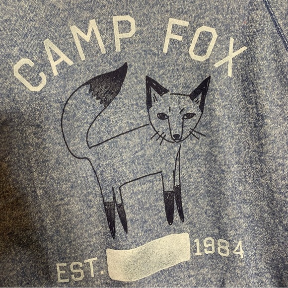 EUC. Mossimo Camp Fox Graphic Pullover Sweater Blue heather - Picture 3 of 6